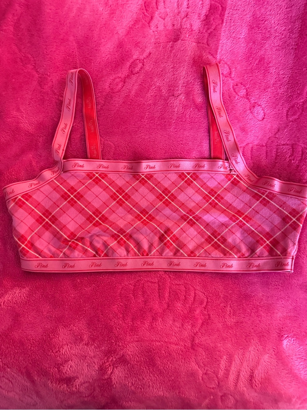 PINK Victoria's Secret Pink Plaid Bralette